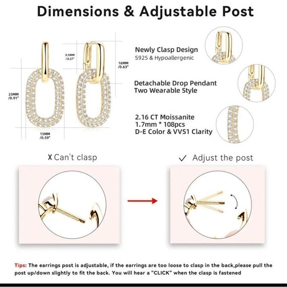 Elegant Paper Link Hoop Earrings Small Trendy GOLDTONE - Picture 5 of 5